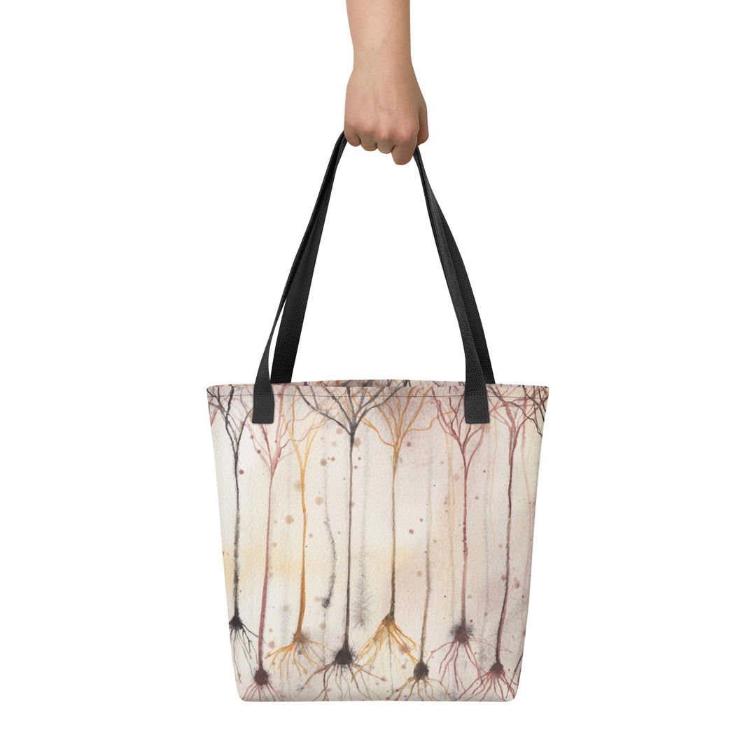 Pyramidal Neuron Anatomy Tote Bag original watercolor design