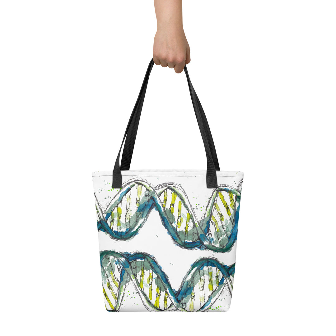 Green DNA tote bag by ontogenie