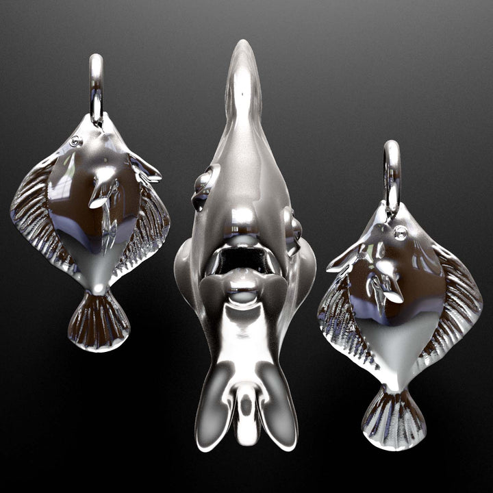 amphistium transitional fossil fish pendant in sterling silver by ontogenie, computer render