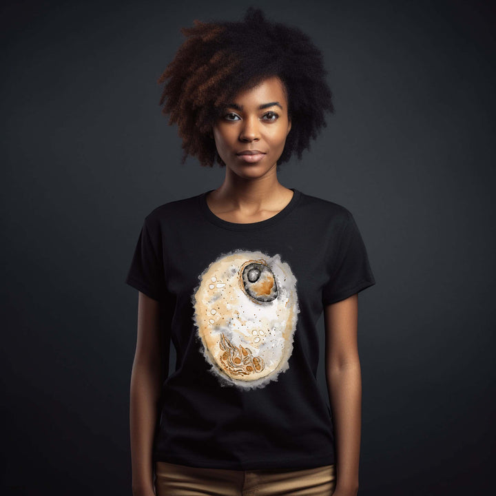 animal cell watercolor print on black t-shirt by ontogenie