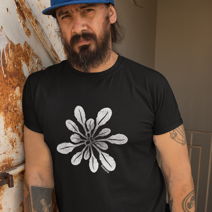 arabidopsis black tshirt on bearded man model by ontogenie