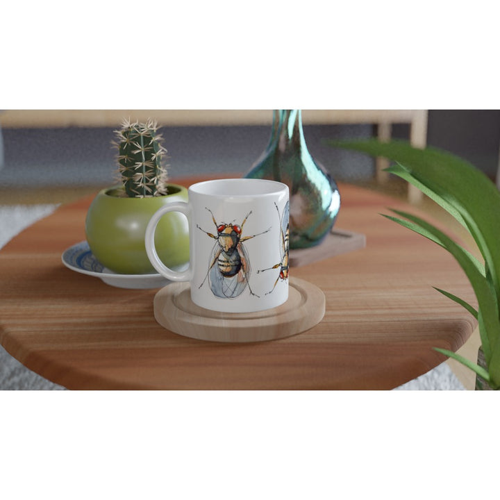 drosophila watercolor painting on coffee mug by ontogenie