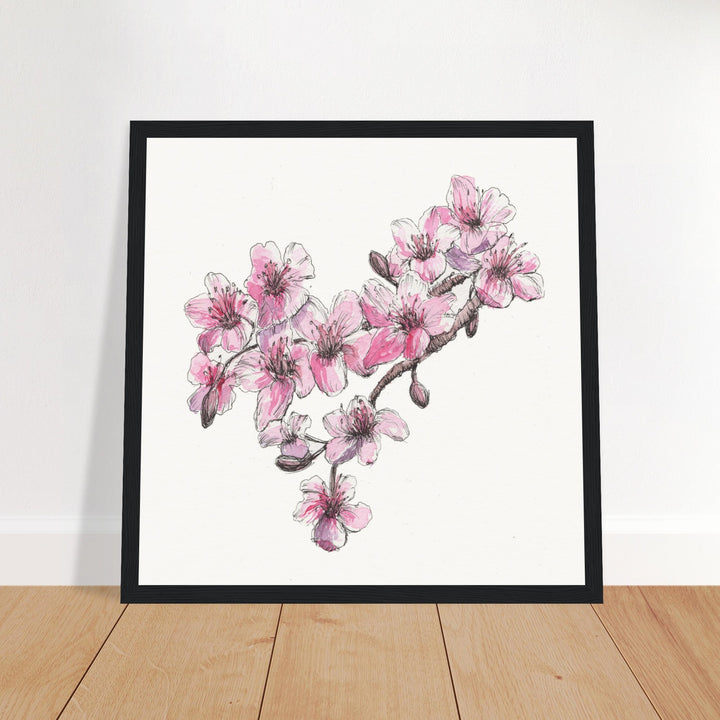 cherry blossom watercolor art print framed