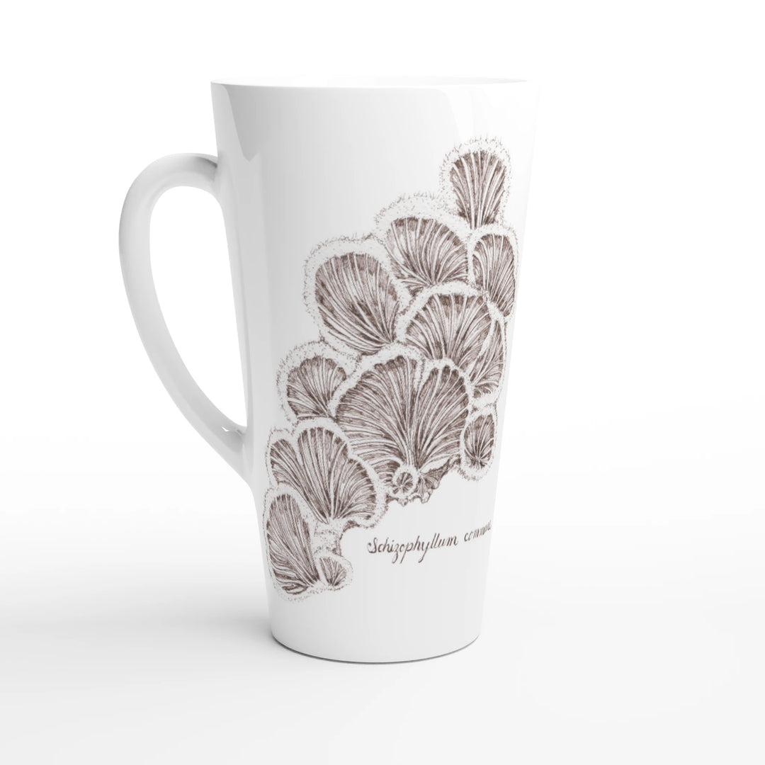 Split gill mushroom Schizophyllum commune latte mug