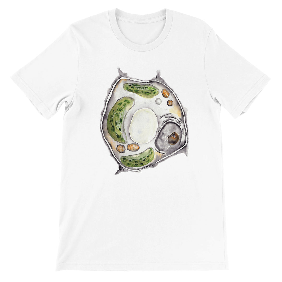plant cell watercolor design on white t-shirt by ontogenie