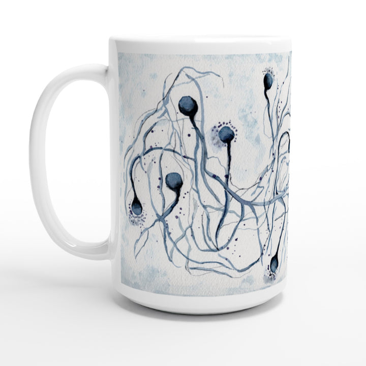 filamentous fungus watercolor painting on large ceramic mug by ontogenie