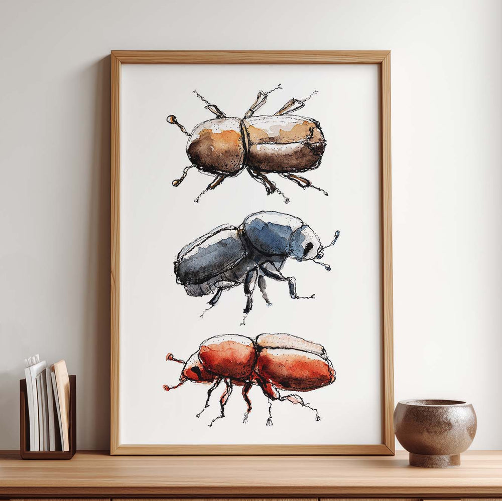 bark beetle wall art, wood frame