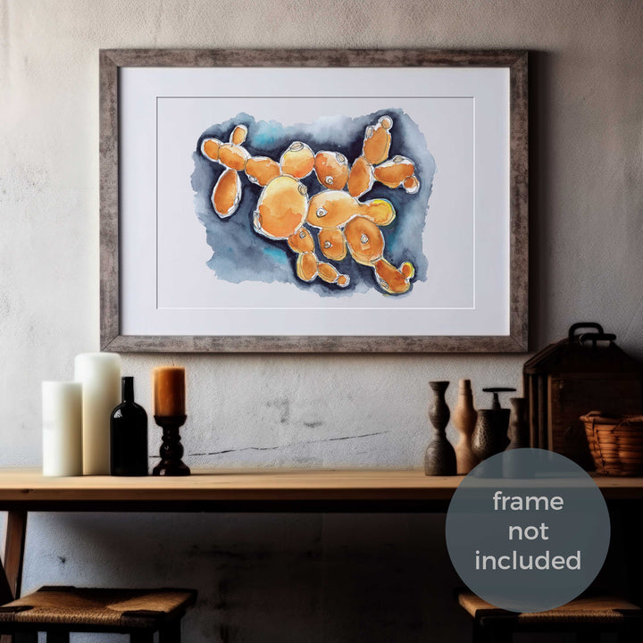 budding yeast watercolor print by ontogenie in room mockup 