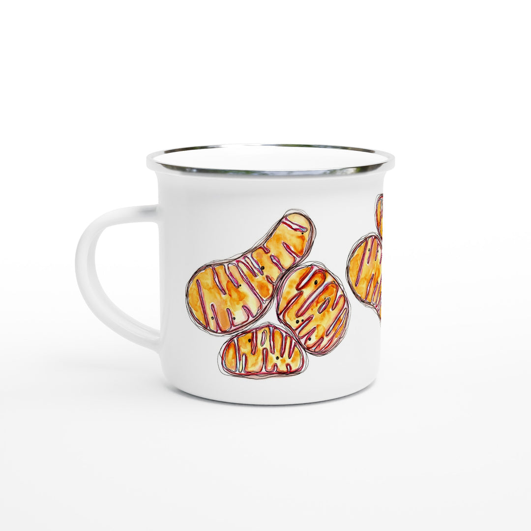 abstract mitochondria painting printed on enamel mug by ontogenie