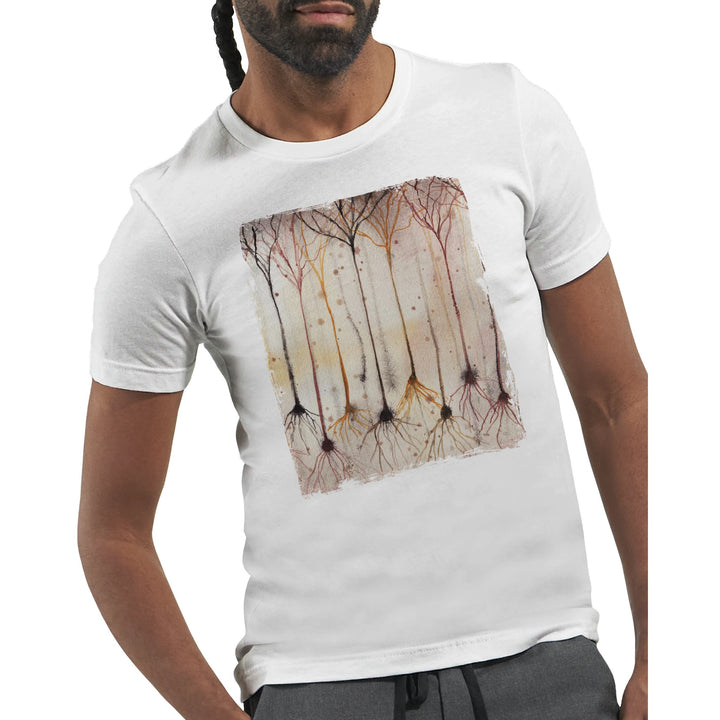 pyramidal neurons in gold on white tshirt