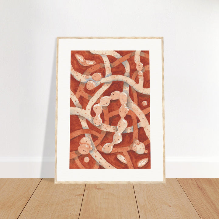 neurospora crassa filamentous fungus art print natural wood frame