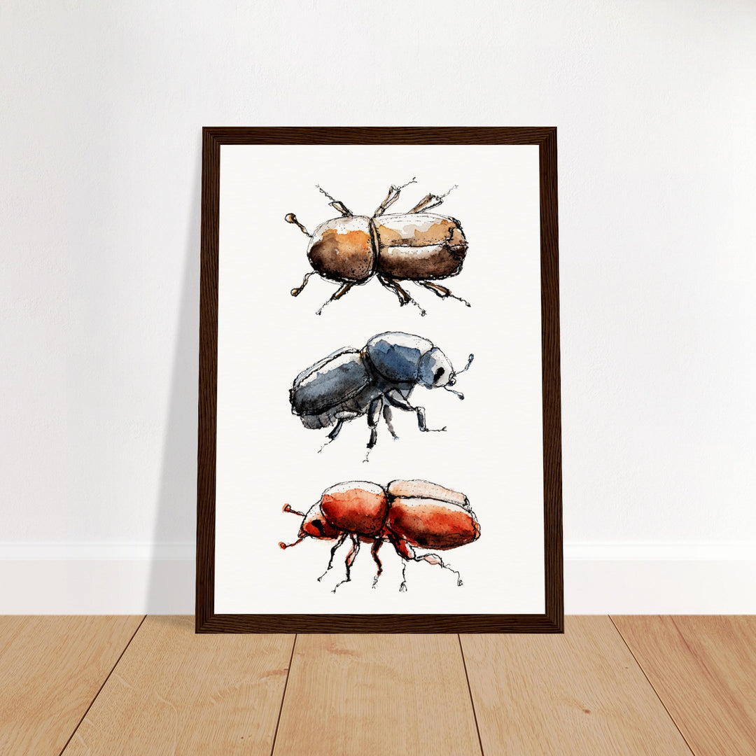 bark beetle wall art, black frame