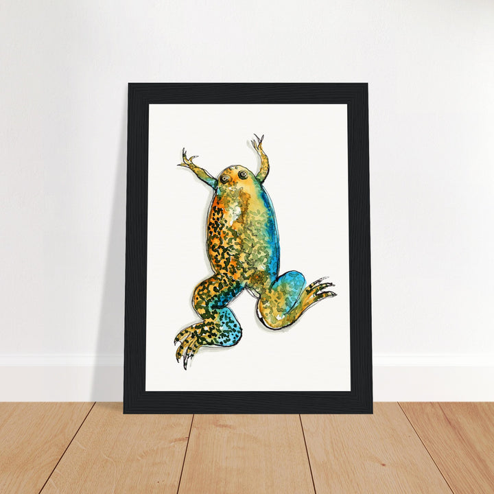 framed print of xenopus african clawed frog watercolor painting by ontogenie