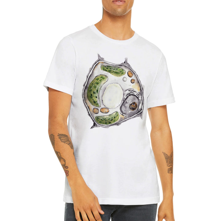 plant cell watercolor design on white t-shirt by ontogenie