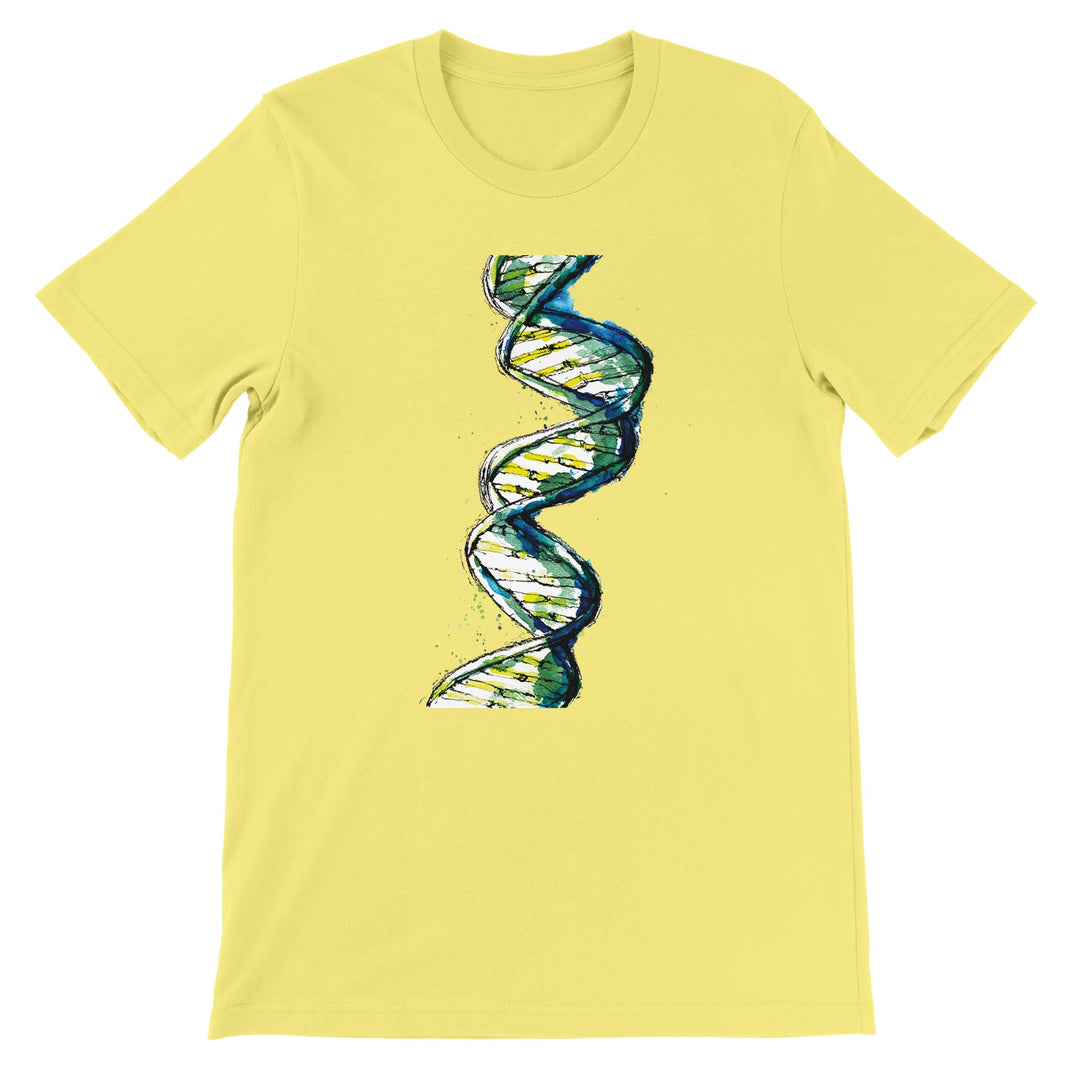 green watercolor dna design on tshirt by ontogenie