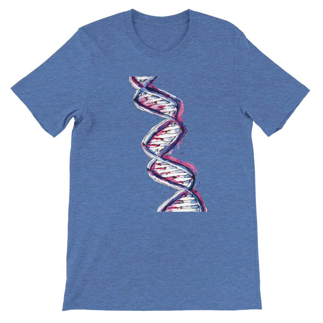 purple watercolor dna design on t shirt by ontogenie