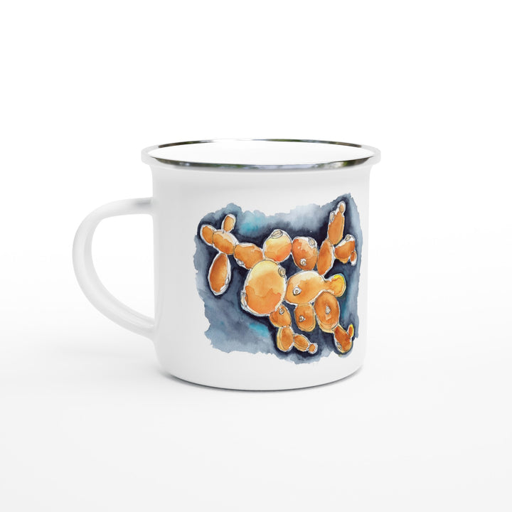 budding yeast watercolor design on enamel mug by ontogenie
