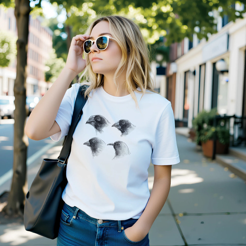 darwin finches t-shirt on model