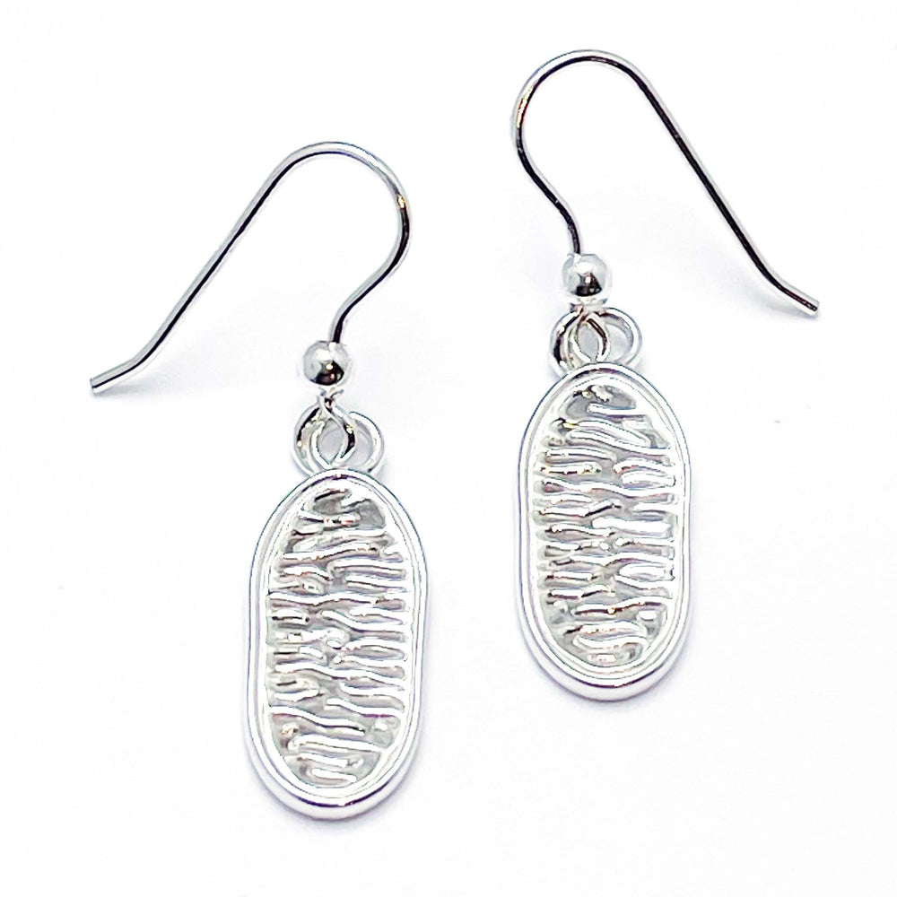  silver mitochondria earrings by ontogenie