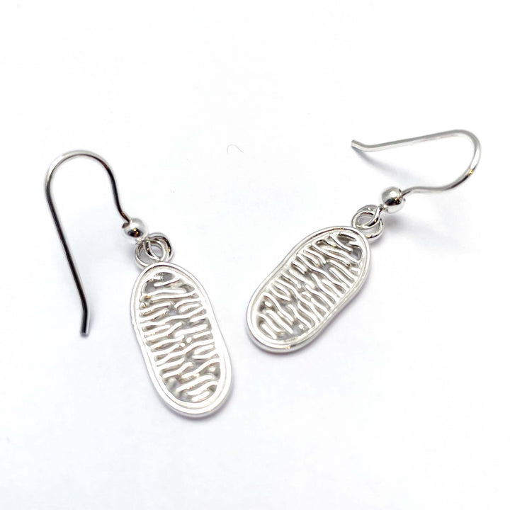  silver mitochondria earrings by ontogenie