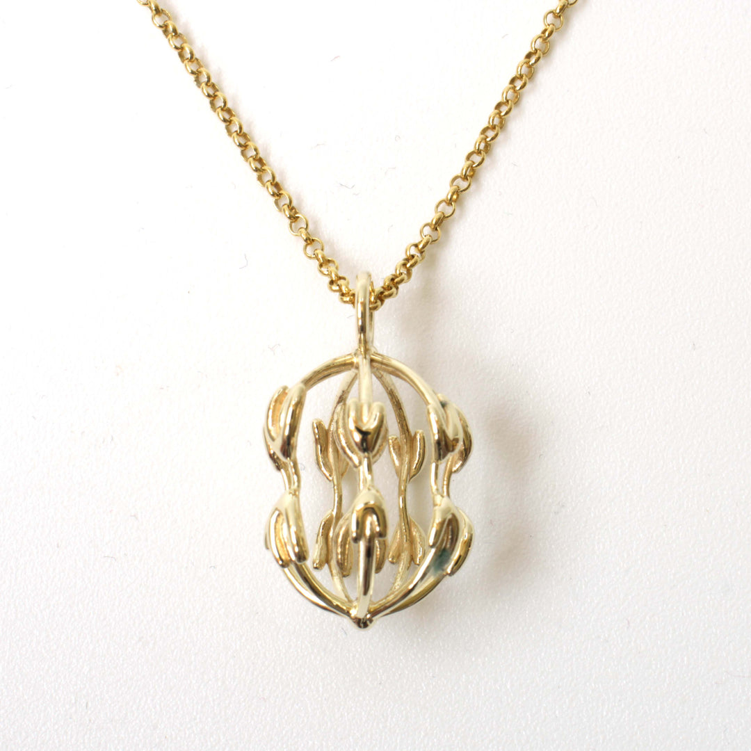 Mitosis pendant in 14K gold plated brass by Ontogenie
