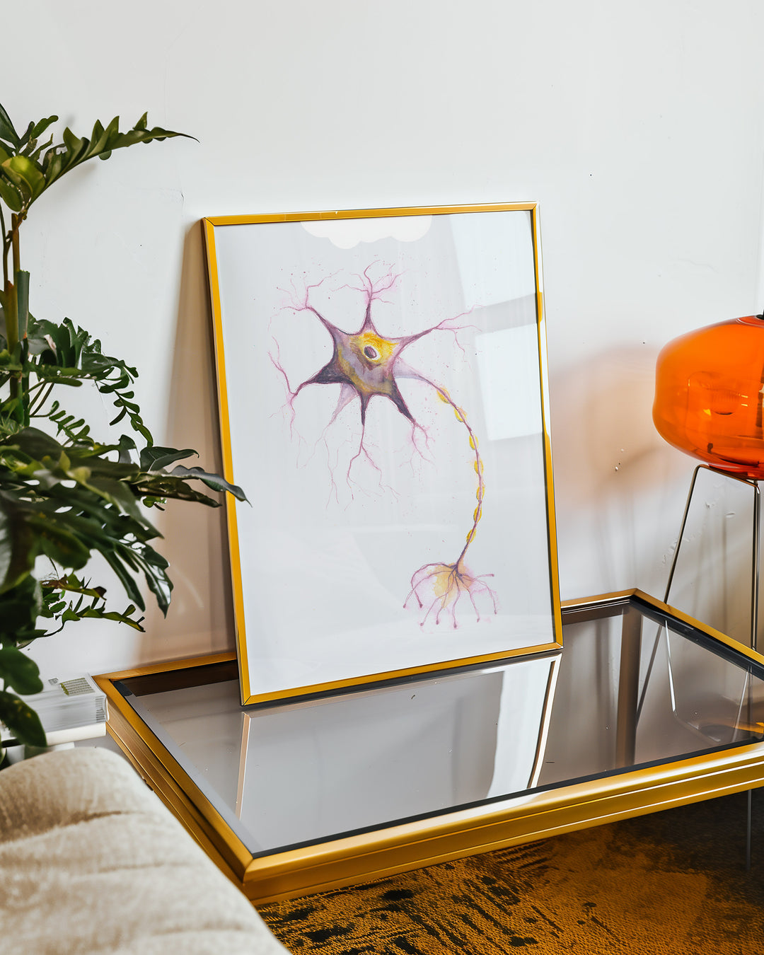 multipolar neuron watercolor art