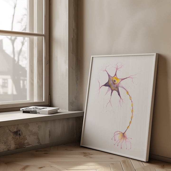 multipolar neuron watercolor art