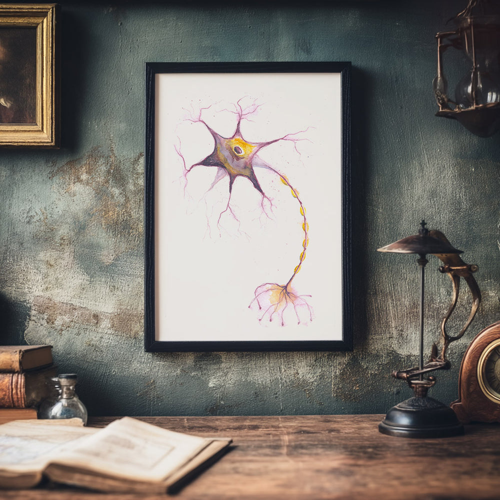 multipolar neuron watercolor art