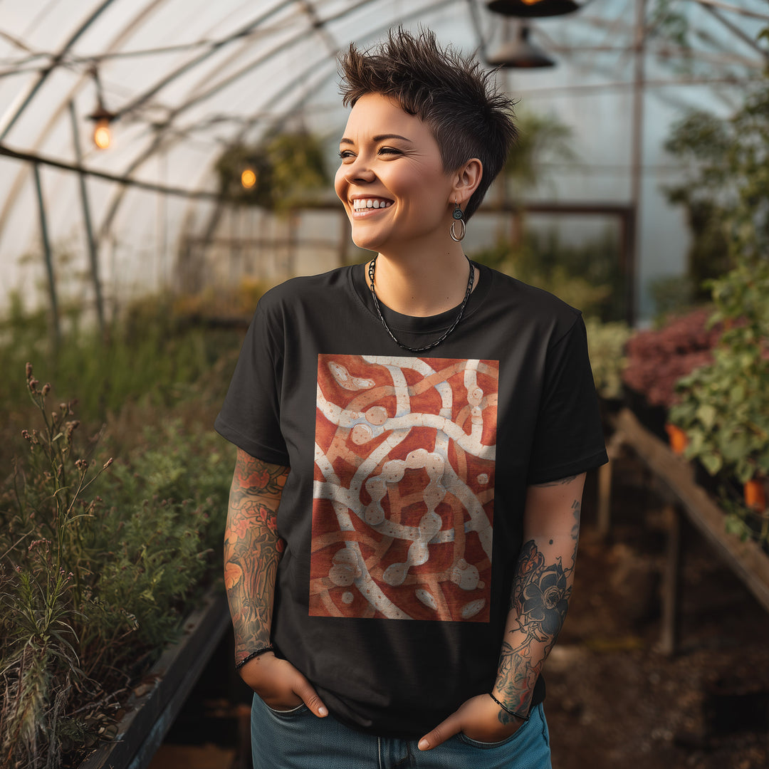neurospora crassa filamentous fungus watercolor design tshirt, black shirt