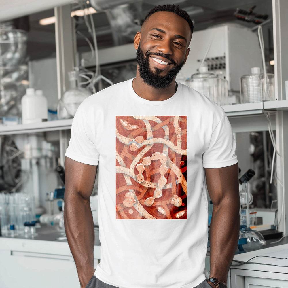 neurospora crassa filamentous fungus watercolor design tshirt, white shirt