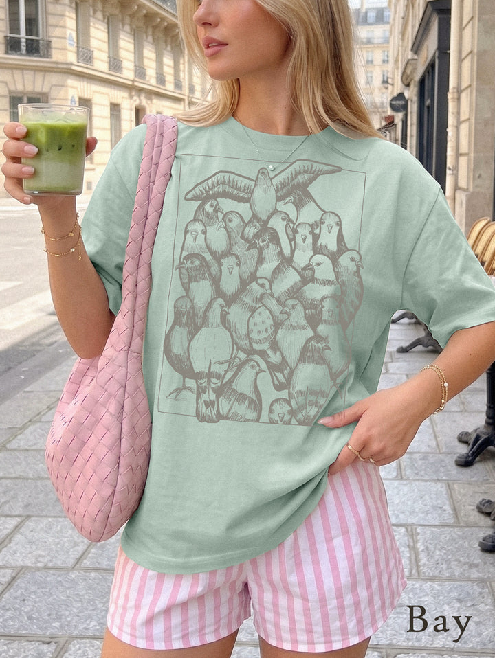 pigeon t-shirt in bay comfort color