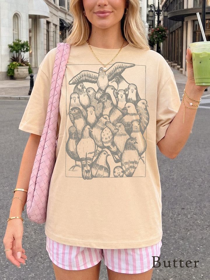 pigeon t-shirt in butter comfort color
