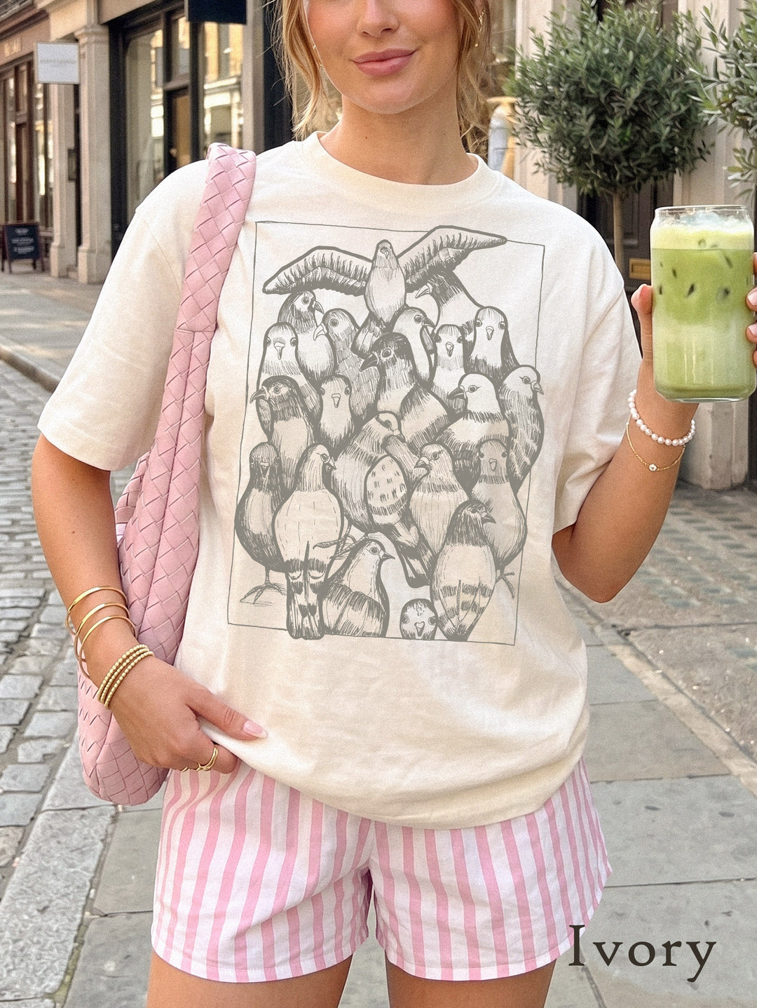 pigeon t-shirt in ivory comfort color