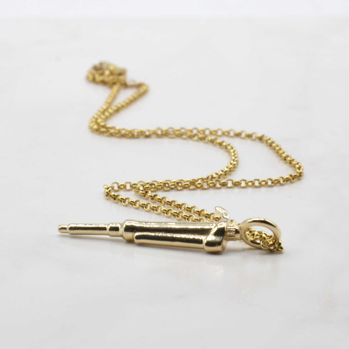 pipette pendant in 14K gold plated brass by ontogenie