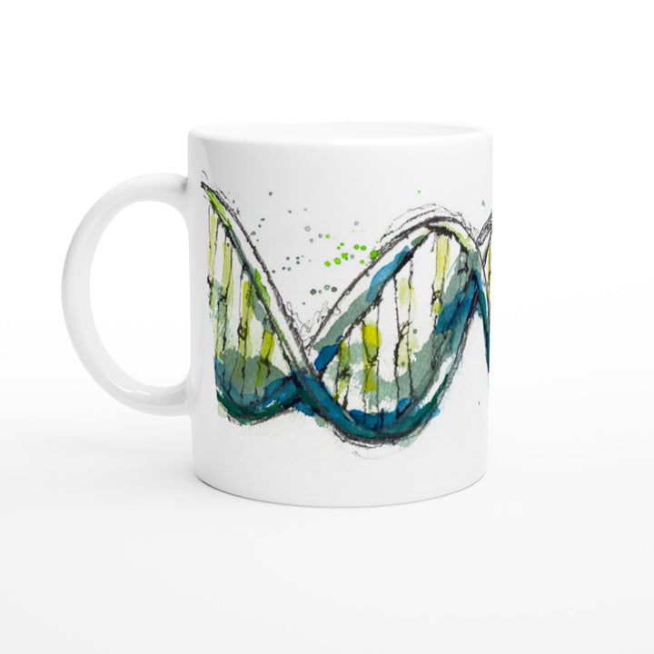 green dna science art biology mug by ontogenie