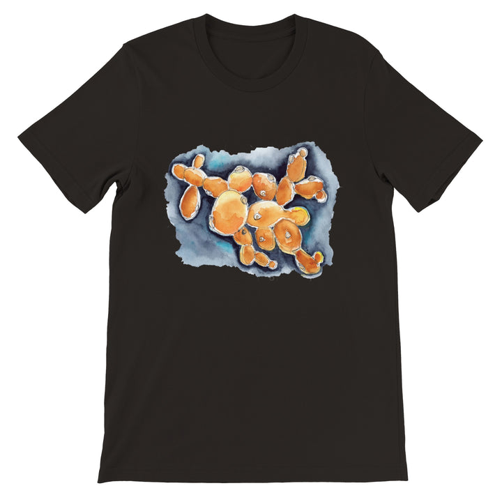 budding yeast abstract watercolor t-shirt in black from ontogenie science jewelry