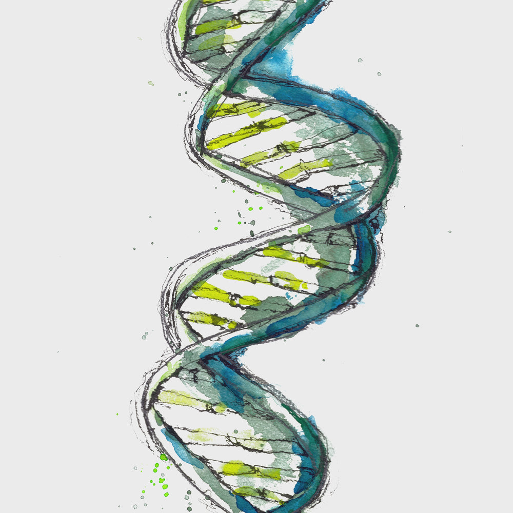 dna in green art print video by ontogenie