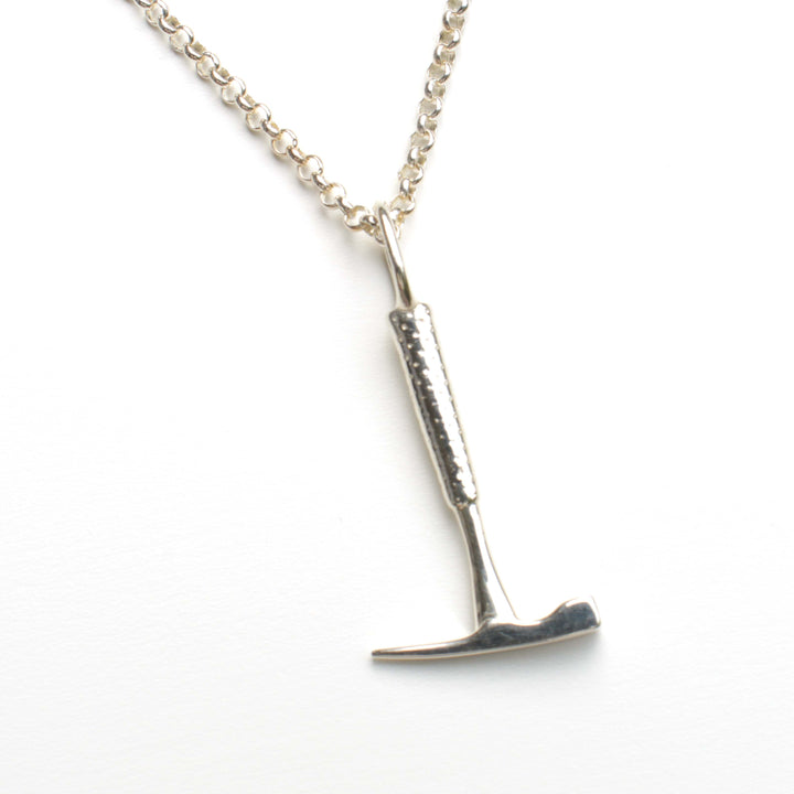 sterling silver rock hammer pendant by ontogenie science jewelry