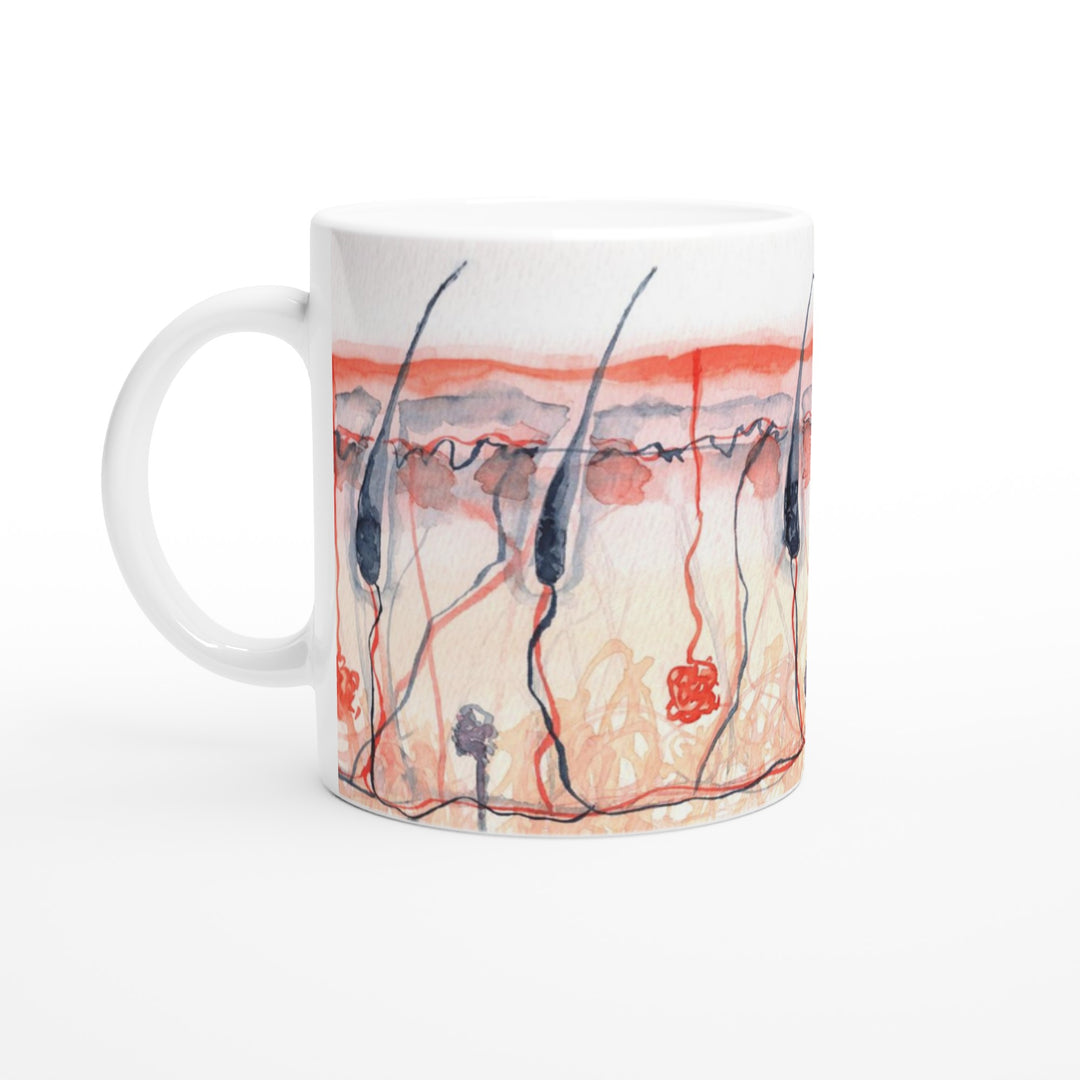 skin cross section ceramic mug - abstract watercolor design - gift for dermatologist