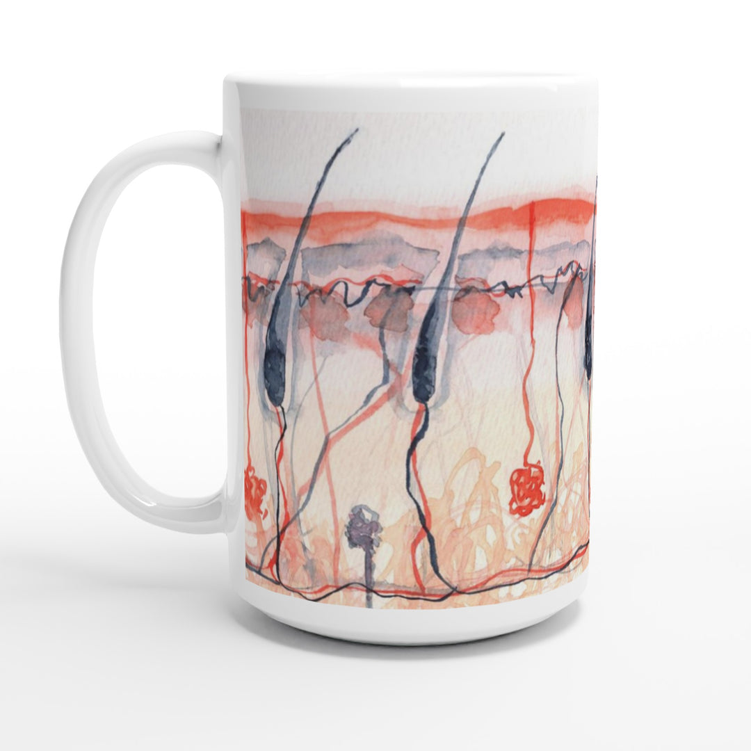 skin cross section ceramic mug - abstract watercolor design - gift for dermatologist