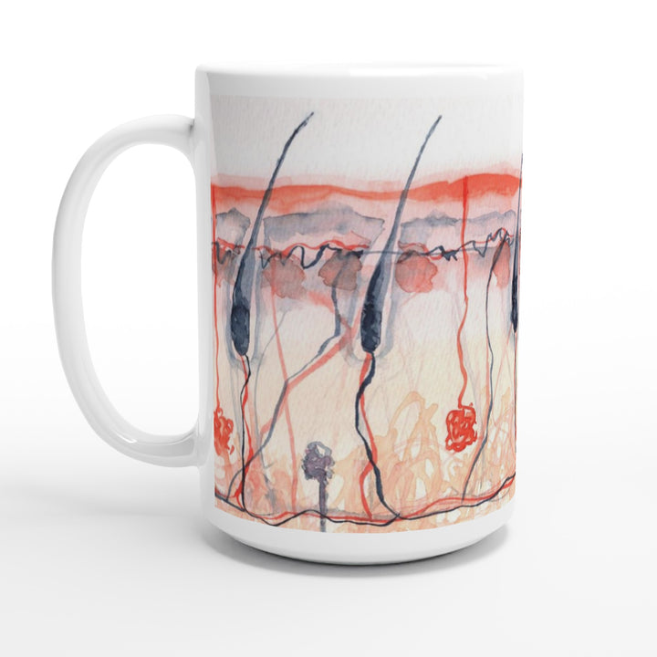 skin cross section ceramic mug - abstract watercolor design - gift for dermatologist
