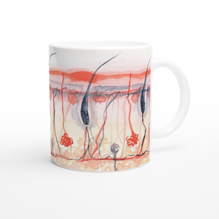 skin cross section ceramic mug - abstract watercolor design - gift for dermatologist