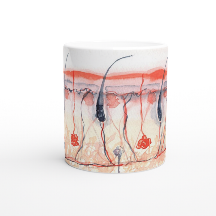 skin cross section ceramic mug - abstract watercolor design - gift for dermatologist