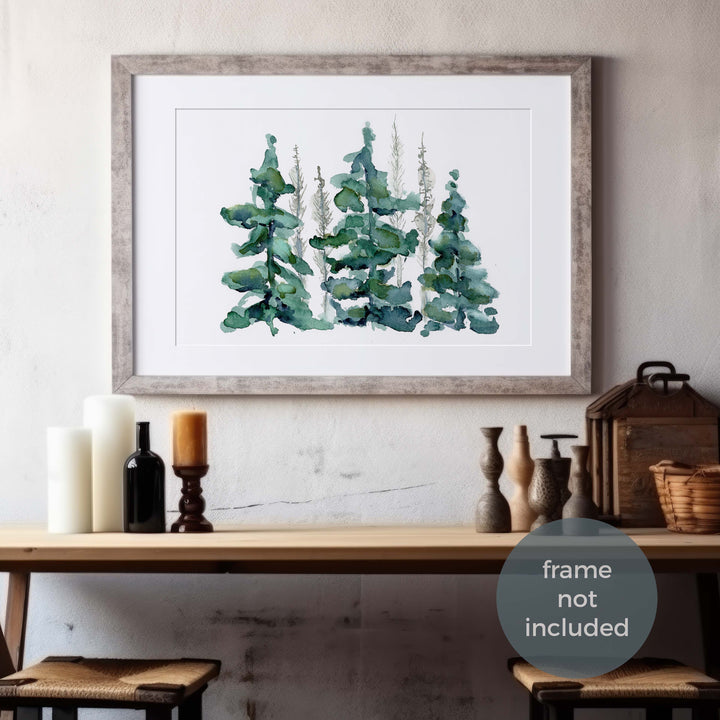 spruce forest damaged by bark beetles watercolor painting print by ontogenie