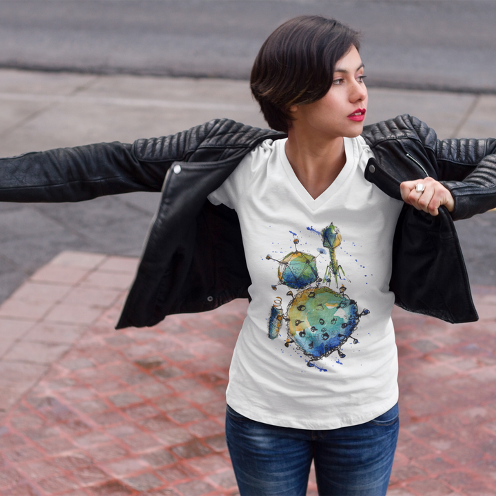 v-neck virus tshirt white