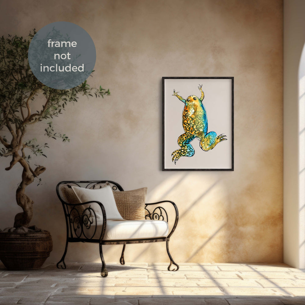 xenopus african clawed frog watercolor print by ontogenie room mockup