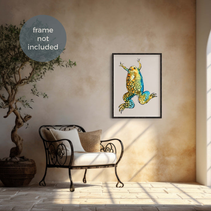 xenopus african clawed frog watercolor print by ontogenie room mockup