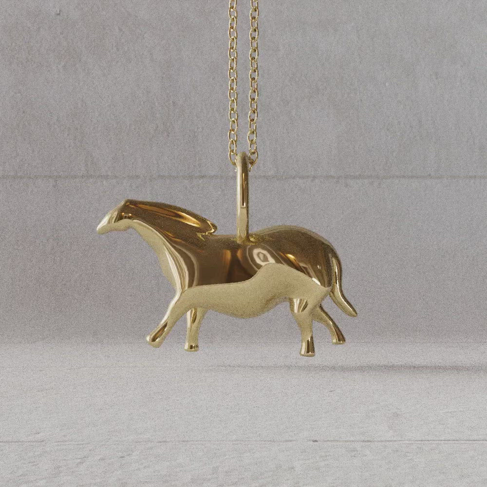paleolithic horse pendant bold plated brass rotate video