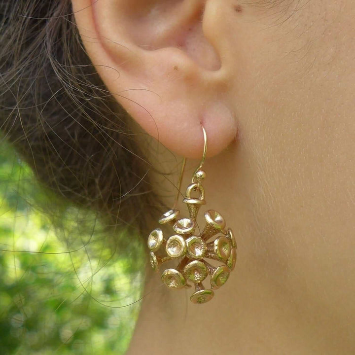 Coccolithophore 'Discosphaera' Earrings bronze  [Ontogenie Science Jewelry]