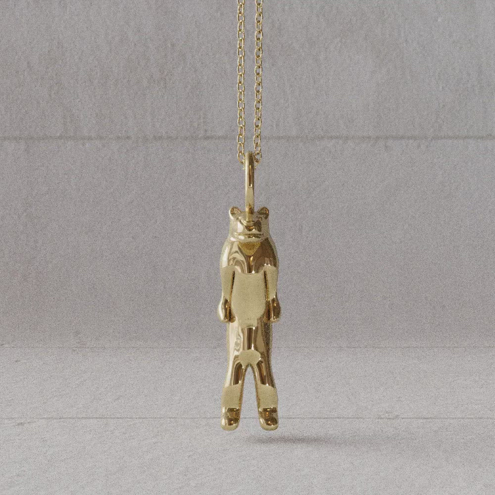 Lion man pendant gold plated brass video rotate